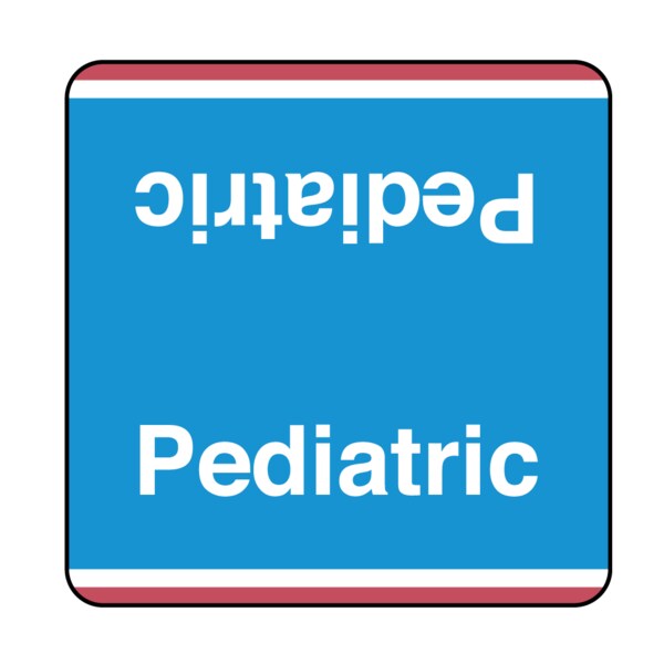 File Jacket Labels - Pediatric 1-7/8" x 1-7/8" White w/Red & Blue